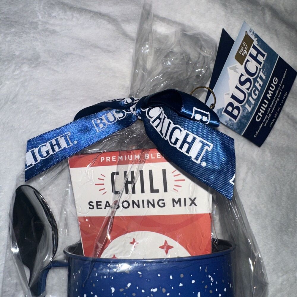Busch Light Chili Mug Gift Set W/ Brew Spoon Limited Edition Seasoning 1 Oz NEW - Picture 7 of 11